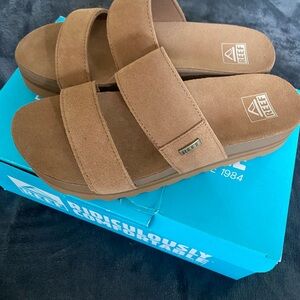 Reef Brown Suede Slide Sandals